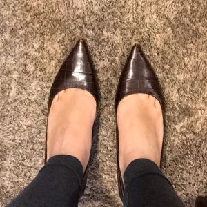 Nine West brown snakeskin heels